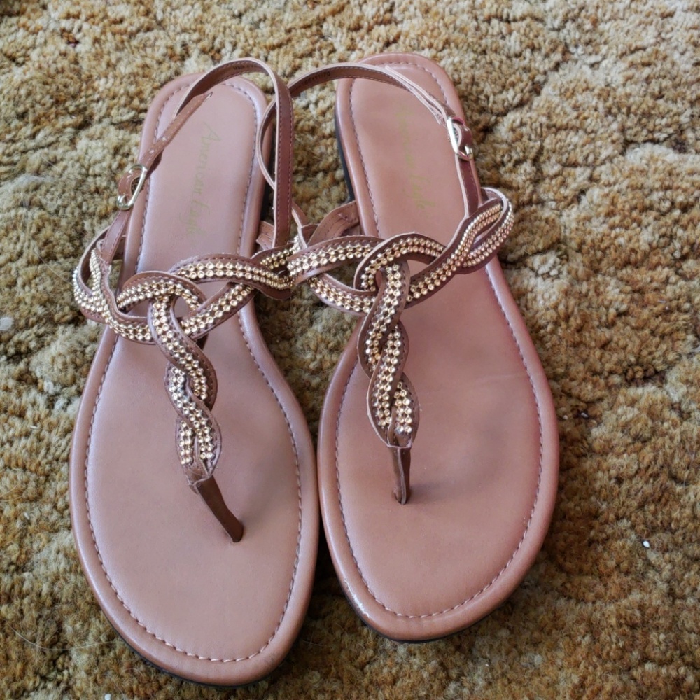 Brown twisted sandals